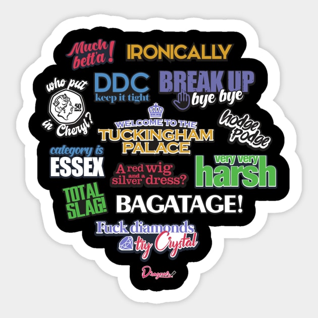 Catchphrases from Drag Race UK Sticker by dragover